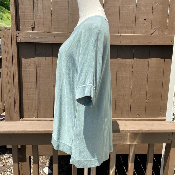 Eileen Fisher Short Sleeve Top in Seafoam Green Tencel & silk size large - Picture 5 of 11
